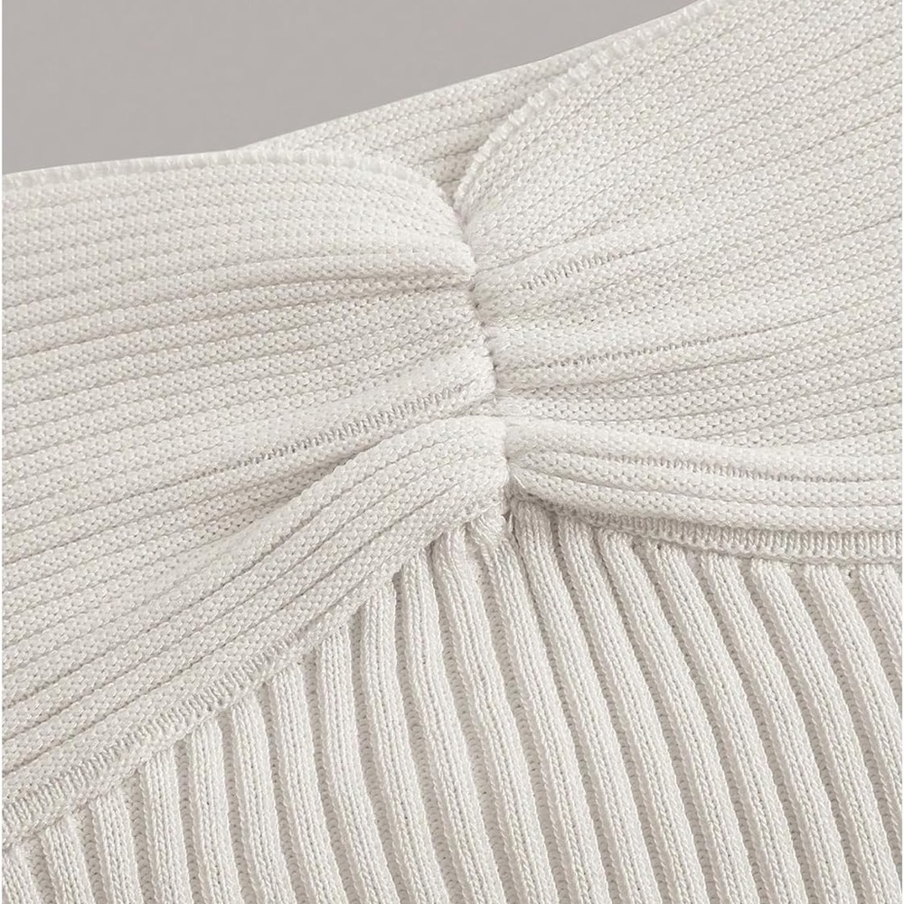 Cream Ribbed Crop Top - Picture 4 of 6